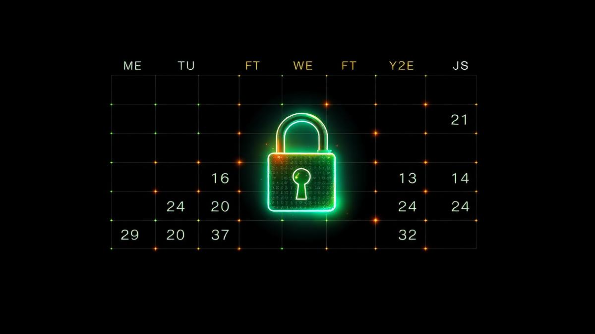 A calendar grid with a padlock closing the month